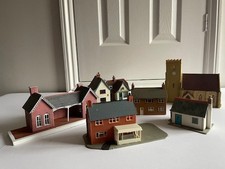 job lot oo gauge buildings including Railway Station Parish Church Village shop