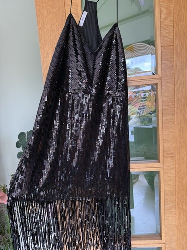 Mango black sequin fringe - mango,