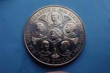 Cook Islands, 1986 One Dollar, 60th Birthday Eliz II, (Crown Size) see images.