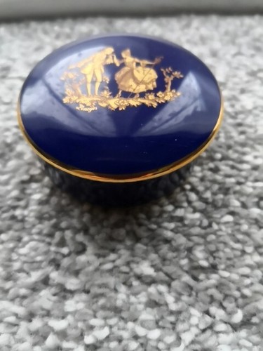 Limoges trinket box cobalt - limoges,