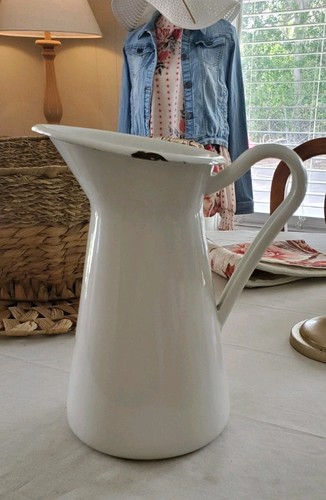 White enamel pitcher - white, ea