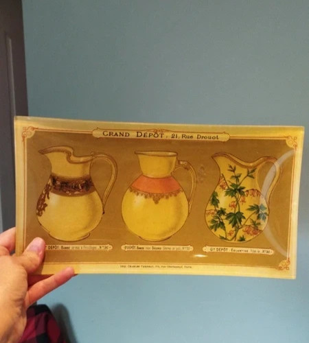 Vintage french decoupage glass - decoupage,