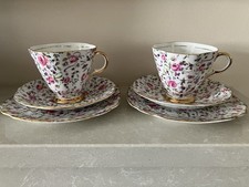 Bone Windsor China Floral Pattern Trio Sets