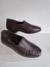 Pavers Brown Leather winter slip in heels Wider Fit 6 (38) Comfort Shoes