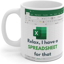 Funny, Sarcastic 11oz Coffee Mug. Spread Sheet Novelty - Office Secret Santa