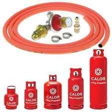 GAS BOTTLE ADJUSTABLE REGULATOR 3m ORANGE HOSE SCREW IN CALOR LPG PROPANE