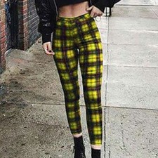 Womens Retro Plaid Print High