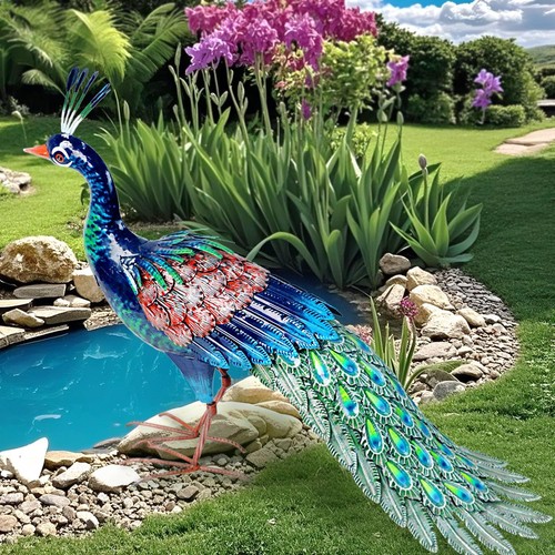 Metal peacock statue outdoor - peacock,