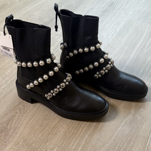 Zara black leather ankle - zara,