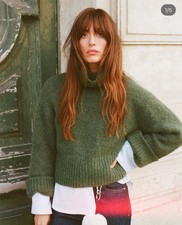 Zara NEW soft-touch knit green highneck cropped sweater Size XS 