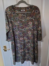 Mistral 14 Dress Tunic Pockets Smock Floral Print Vintage Green Purple Orange