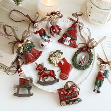 Christmas Tree Ornaments Vintage Resin Hanging Decor Xmas Novelty Figures Set UK