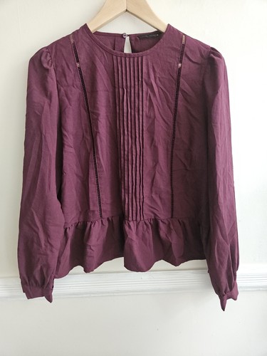 Zara burgundy pleated peplum - zara,