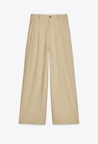 Zara beige wide leg trousers - zara,