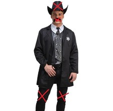 Mens Deluxe Western Sheriff Fancy Dress Costume Men's Cowboy Sherif Outfit w