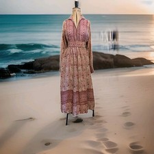 Vintage 1970s Phool Block Print Indian Dress - Hippy Festival