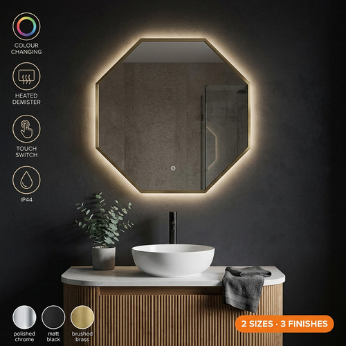 Octagonal led bathroom mirror - octagonal,