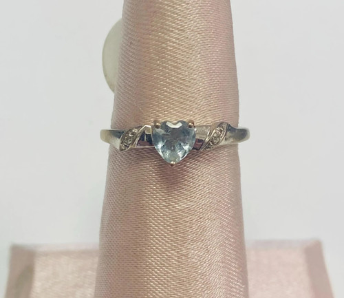 Aquamarine diamond 10k - aquamarine, white
