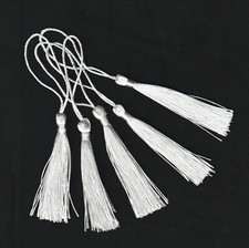 5 x White Craft Tassels - 13cm