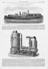 SHAND MASON & CO Floating Steam Fire Engine Antique Print 1888