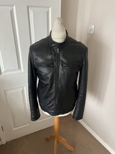 Men’s Blue Reiss Colorado Lamb Leather Biker Jacket Size Medium