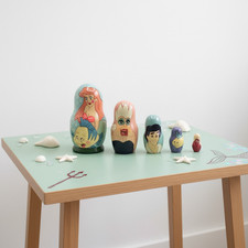 Vintage Disney Little Mermaid Nesting Dolls Set, Hand Painted Ariel Matryoshka