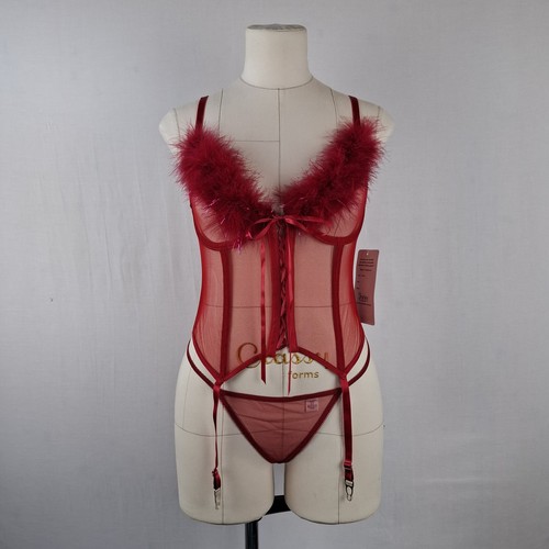 Y2k vintage red mesh corset - red,