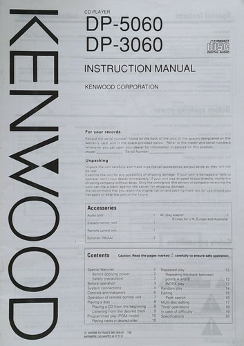 Kenwood 5050 3060 cd - dp-5050,