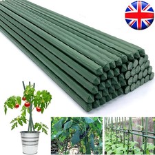 Green Garden Plant Stakes Metal Plastic Coated Climbing Support Cane Pole Sticks