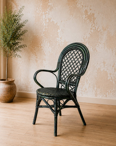 Vintage rattan cane armchair - rattan,