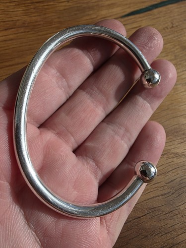 925 solid silver torque bangle - 925,