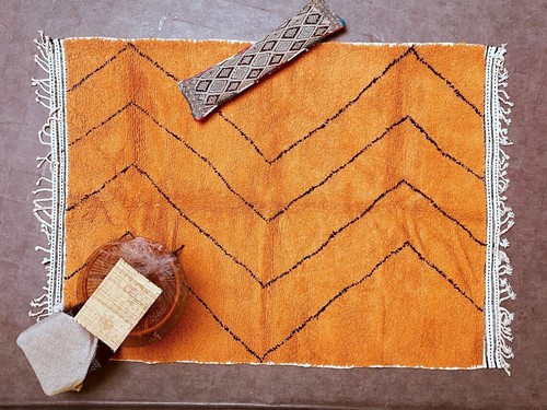 Custom orange beni ourain rug - custom,