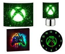 XBOX neon gaming - 12" Lightshade, Touch Lamp, Wall Art, Wall Clock or Bundle