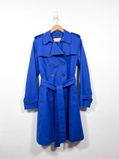 Hobbs Saskia Coat Size 14 Cobalt Blue Double Breasted Trench Mac Jacket Classic