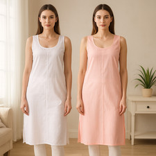 2 Pack Women’s Cotton Full Slip 40" Long Underslip Petticoat Breathable Camisole