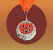 Pumpkin Metal Medal on Ribbon