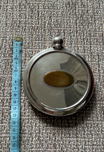 Vintage round pocket flask - round, flask-
