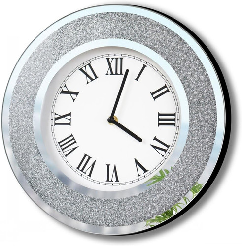 Bling silver round mirror - silver,