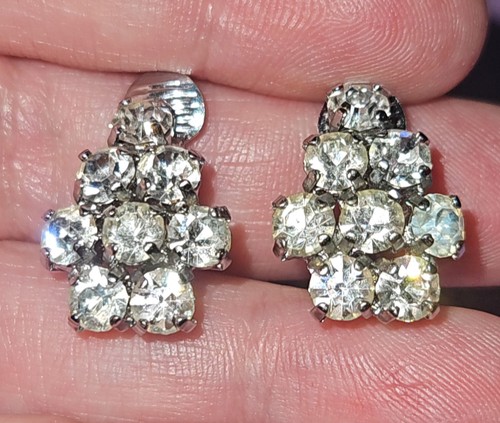 Vintage silver tone diamante - silver-tone,