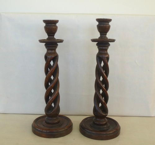 Pair vintage oak four - of,
