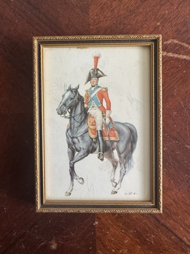 Vintage framed military print - vintage,