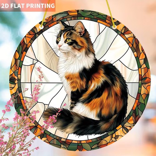 Calico cat suncatcher stain - calico,