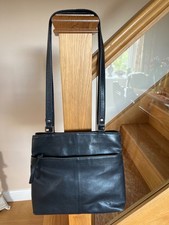 Gigi Medium Black Leather Shoulder Bag Handbag with 4 zip sections vgc