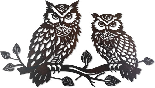 Metal owl decor - metal, black