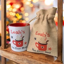 Personalised Hot Chocolate Coffee Mug | Hot Chocolate Kit Bag | Christmas Gift