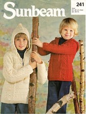 ~Vintage 1970s Sunbeam Knitting Pattern For Hooded Aran Anorak Jacket~ 22" ~ 32"
