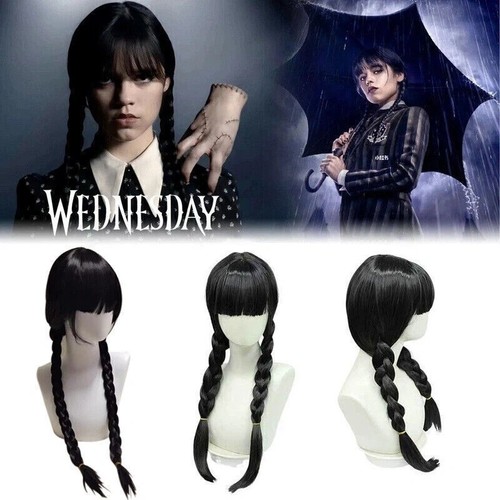 Adults black long pigtails - long,