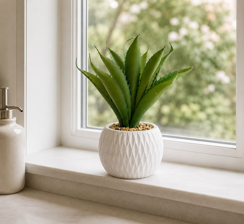Faux aloe plant pot 22cm - plant,