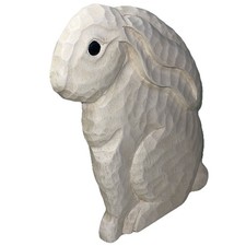 JAMES HADDON Artist Signed Hand Carved Painted Wooden Rabbit Folk Art Decor USA