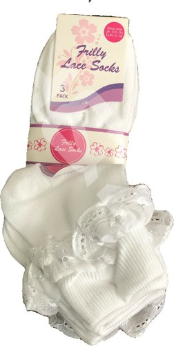 Girls frilly lace socks ankle - lace,